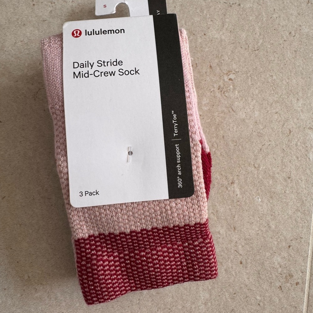 lululemon athletica Pink and Red Mid-Crew Socks - 3 Pack